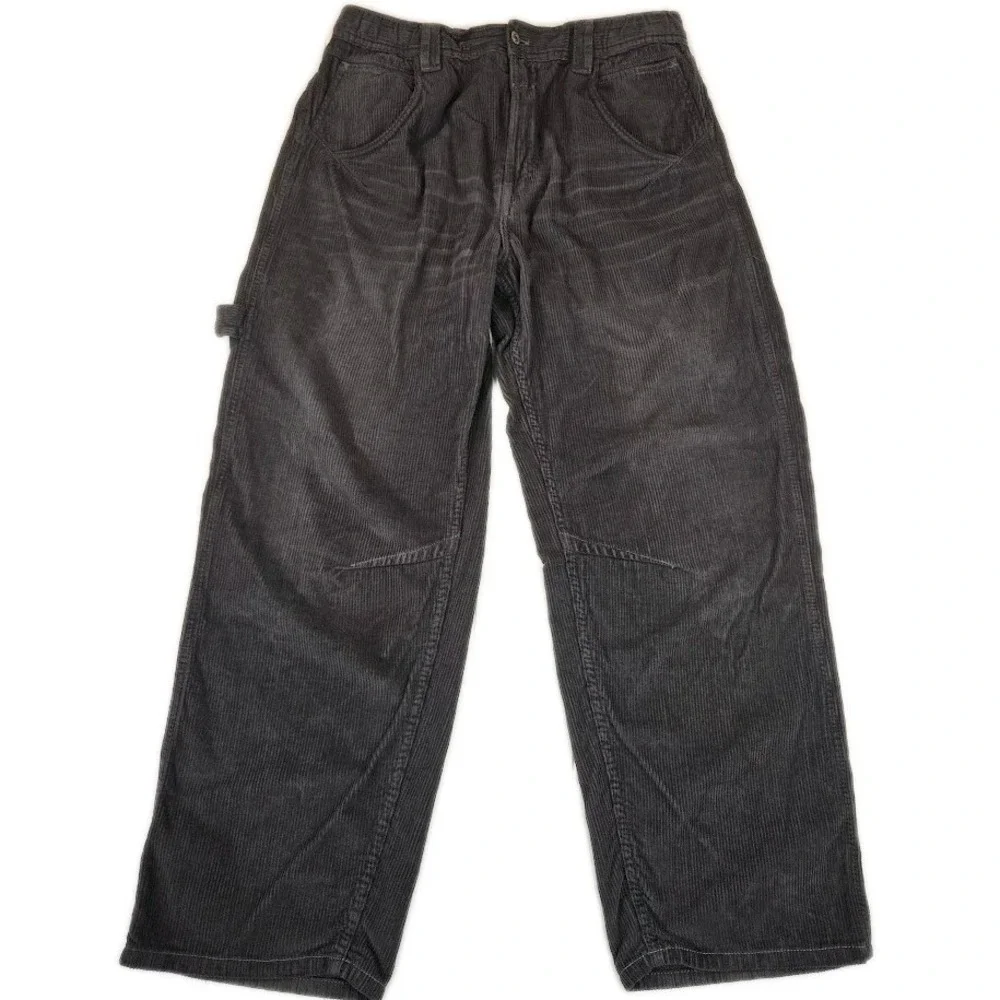 Free People Faye Low Slung Boyfriend Corduroy Carpenter Pants Gray Size 30 Baggy